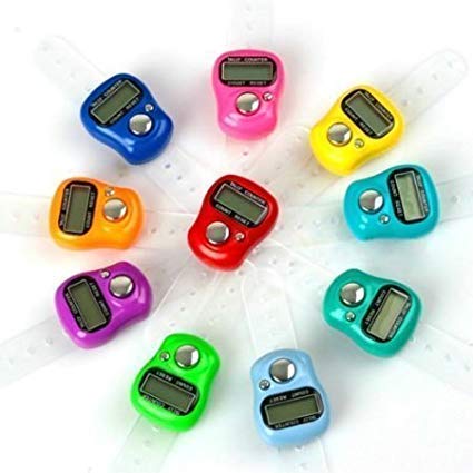 Plastic Mini Hand Tally Counter Finger Ring Handheld Clicker People Counter Meter Digital Electronic Head Count, Japa Counter (4 , Multicolour )