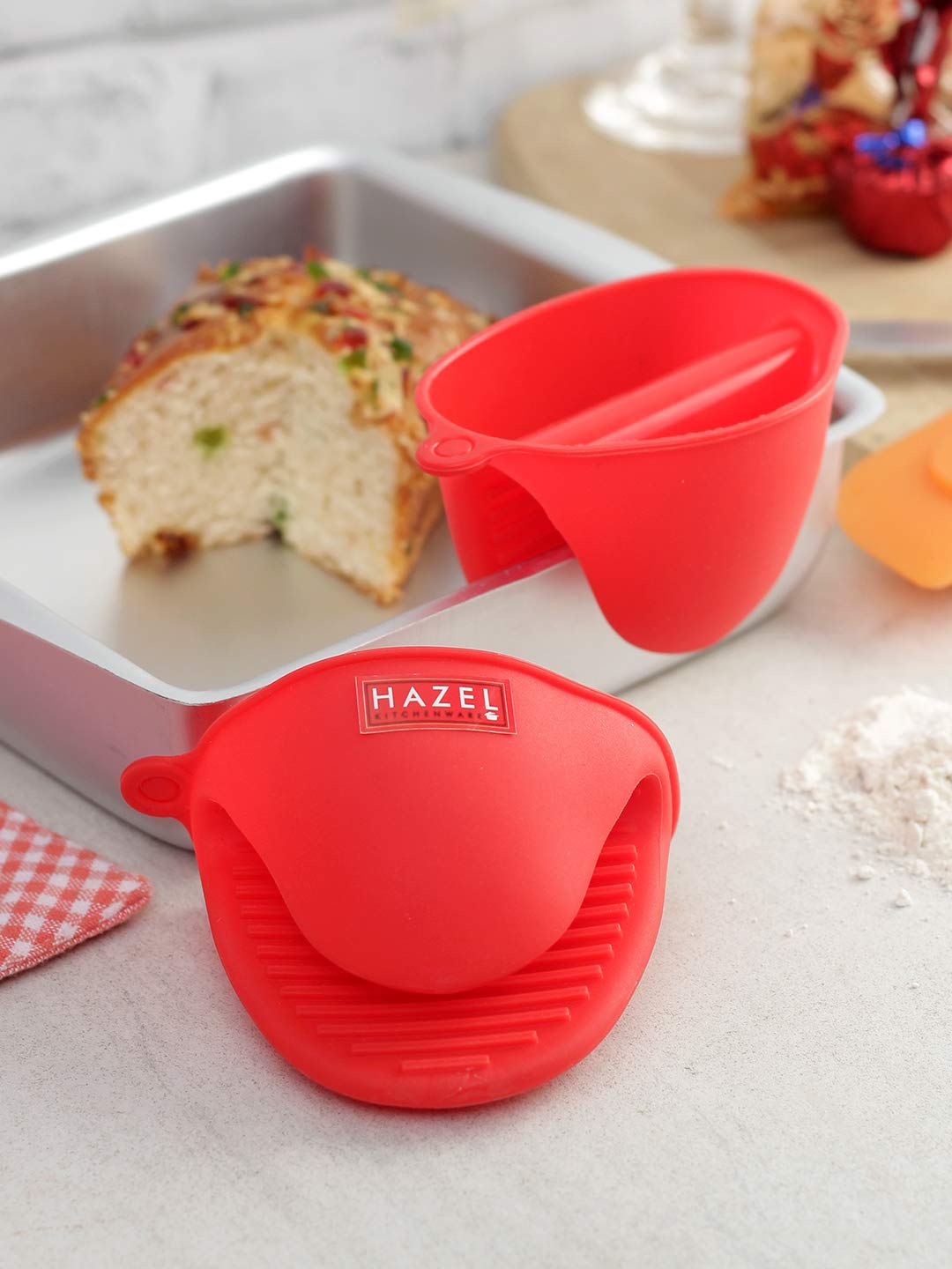 Silicone Pinch Grip Mitts Microwave Oven Heat Resistant Gripper Kitchen Pot Holder, Red - Image 2